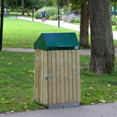 Säckhållare med inkasttopp och lucka - Papperskorgar