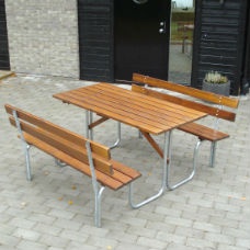 Steel Picknickbord 150 cm 6 pers Brun - Parkbänkar
