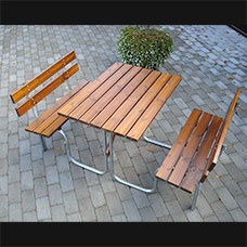 Steel Picknickbord 100 cm 4 pers Brun - Parkbänkar
