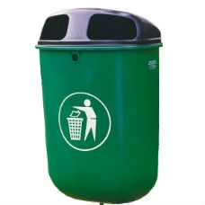 Papperskorg Otto 50L med plastbehållare och svart galvaniserat plåtlock - Papperskorgar
