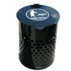 Hundlatrin Cylinder med dubbla lock, svart - Papperskorgar
