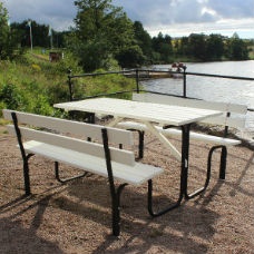 Steel Picknickbord 150 cm 6 pers Vit - Parkbänkar