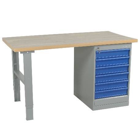Justerbart arbetsbord 1600-2000mm med ekskiva - 6 lådor - Arbetsbord